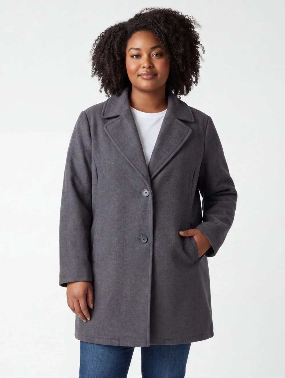 Women's Gray Coat Details International Size 3X